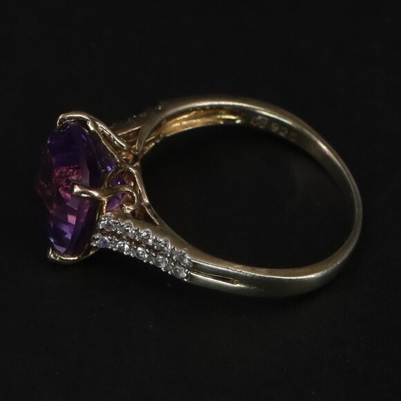 14 carat Designer MICHELLE ALBALA Amethyst Sterling Silver Gold Ring Pl Size 8 - Picture 2 of 7